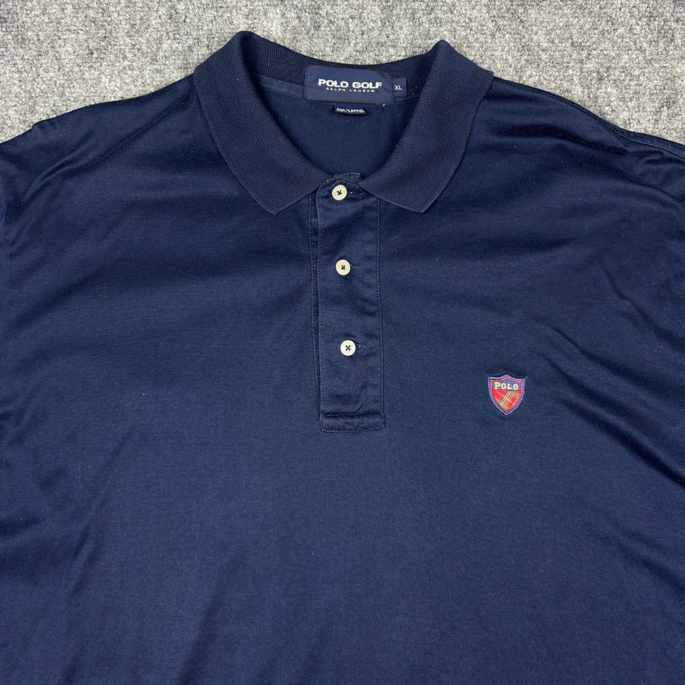 Polo Golf Ralph Lauren Shirt Mens XL Navy Blue Crest Logo Short Sleeve Polo